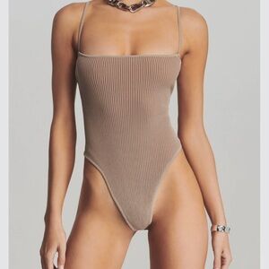 SER.O.YA Ribbed Tan Bodysuit